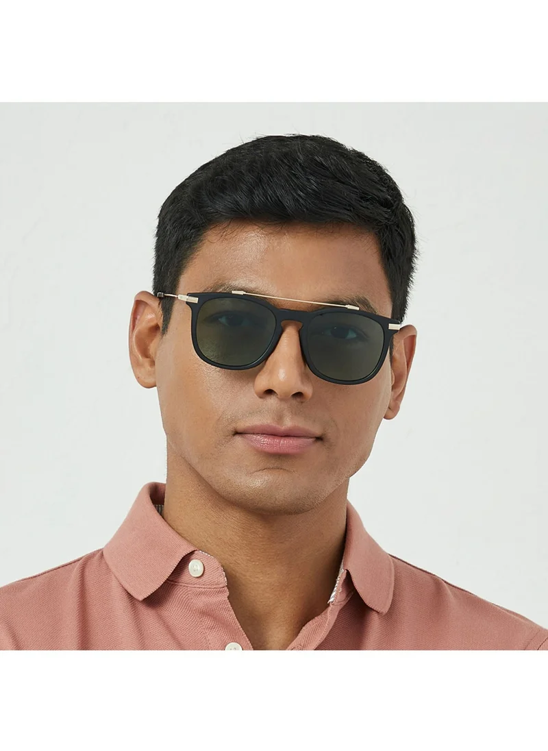 30Sundays CHALLENGER Men Green Sunglasses - Frame Material: Metal + Acetate - Lens Color: Green- Frame Color: Japanese Gold - Full Rim