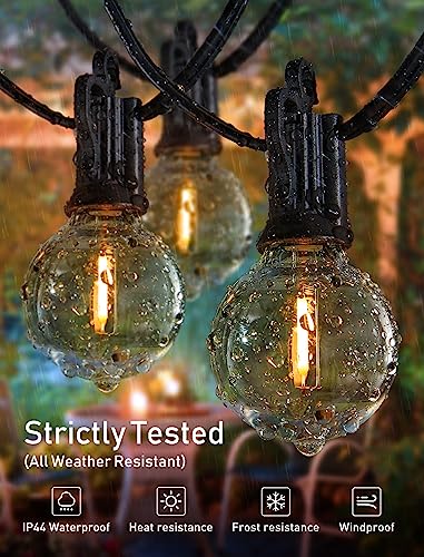 Brightown أضواء خيوط LED الخارجية Brightown بطول 100 قدم مقاومة للماء G40 مع 104 (4 إضافية) لمبات LED غير قابلة للكسر، ضوء كروي معلق لشرفة، مطعم، شرفة، ديكور حديقة، قاعدة E12، 2200K - Image 3