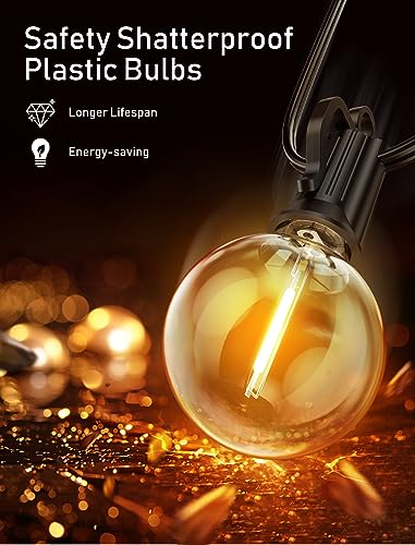 Brightown أضواء خيوط LED الخارجية Brightown بطول 100 قدم مقاومة للماء G40 مع 104 (4 إضافية) لمبات LED غير قابلة للكسر، ضوء كروي معلق لشرفة، مطعم، شرفة، ديكور حديقة، قاعدة E12، 2200K - Image 5