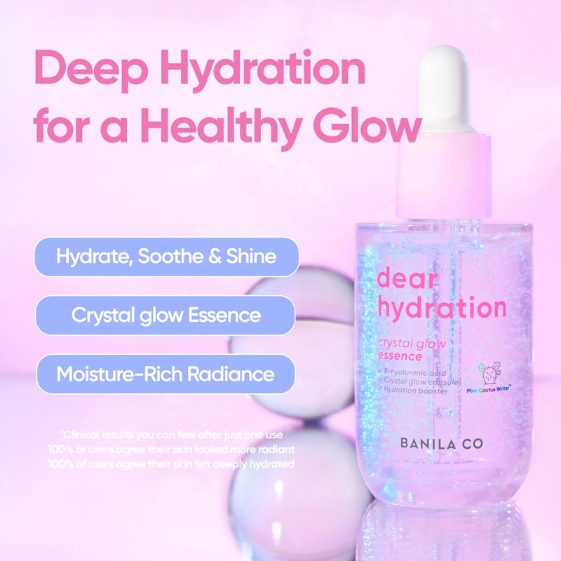 BANILA CO Dear Hydration Crystal Glow Essence | Dermatologist Tested | Crystal Capsule Serum with Pink Cactus & Hyaluronic Acid for Hydrating and Radiant Skin (50ml / 1.69 fl oz) - Image 2