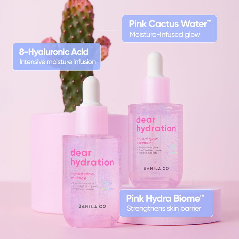 BANILA CO Dear Hydration Crystal Glow Essence | Dermatologist Tested | Crystal Capsule Serum with Pink Cactus & Hyaluronic Acid for Hydrating and Radiant Skin (50ml / 1.69 fl oz) - Image 3