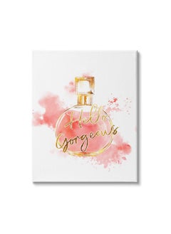 Stupell Industries Hello Gorgeous Fashion Cosmetic Perfume Bottle Pink Watercolor, Designed by Ziwei Li Canvas Wall Art, 36 x 48, White  - Image 1