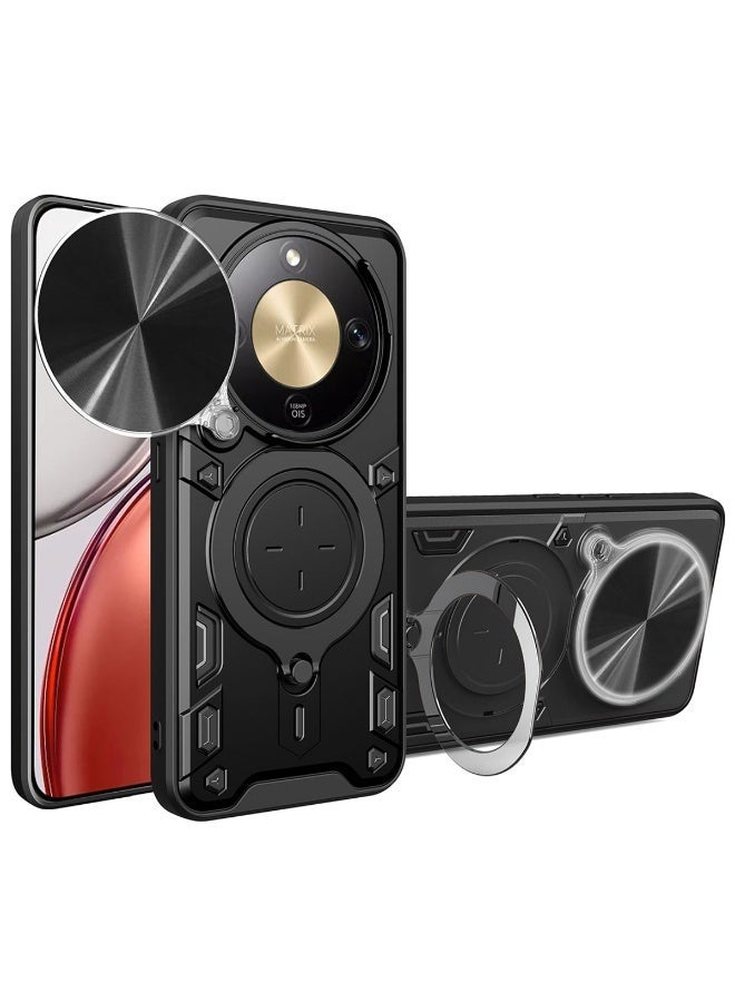 ثلاثة نمور for Honor X9d 5G Case, غطاء عدسة الكاميرا الشريحة, حامل الحلقة المغناطيسية مقعد حالة الهاتف الوقائي لشرف X9d 5G, أسود - Image 1