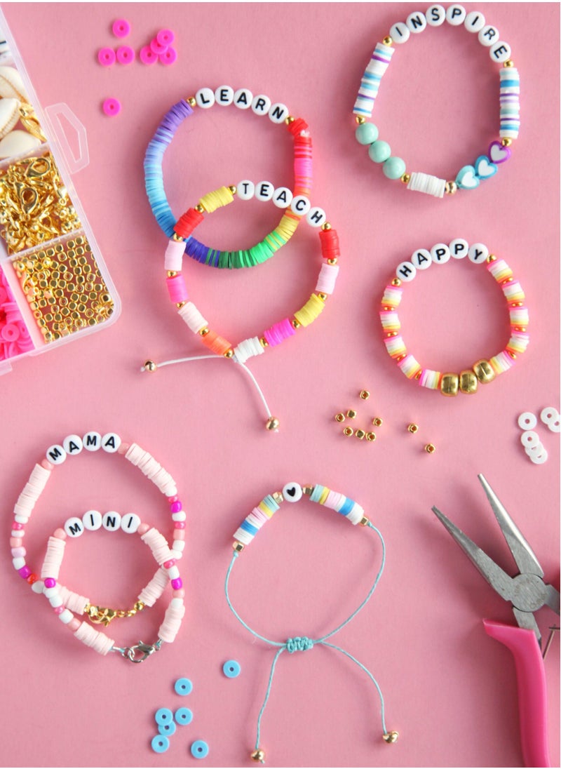 Capstro - 6000+ Clay Beads for Bracelet Making Kit - DIY Jewelry Set with Pendant Charms, Elastic Strings, 24 Colors Flat Preppy Beads for Bracelets, Necklace, Earrings - Pack of 3 - Image 1