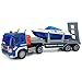 VIIGER Large Flatbed Truck Toy with Trailer Speedboat Semi Tow Truck Flatbed Transport Boat Toy Vehicle 2 in 1 Playset Light Sound Toy Trucks for Boys 3 4 5 6 7 Years Old Kids Toddlers Birthday Gifts blue - Image 2