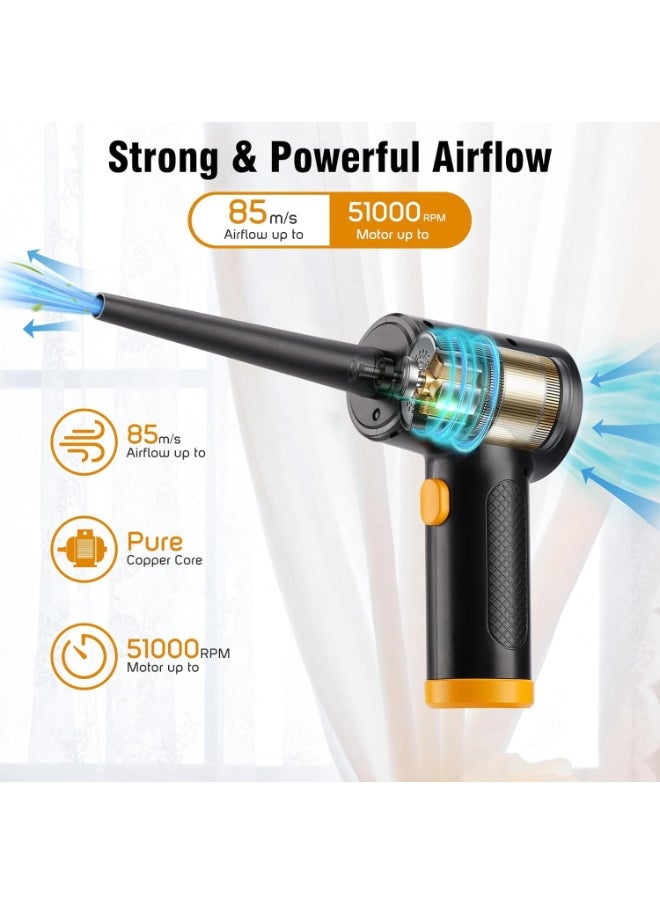 Xoopla Compressed Air Duster- 50000RPM Electric Air Duster for PC with 3 Speeds Adjustable, 6000mAh Battery, LED Light, Portable Air Duster for Cleaning Computer Home Car  - Image 3