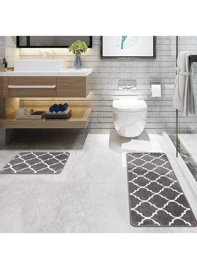 2-Piece Trellis Non-Slip Mat Set Grey/White - Image 5