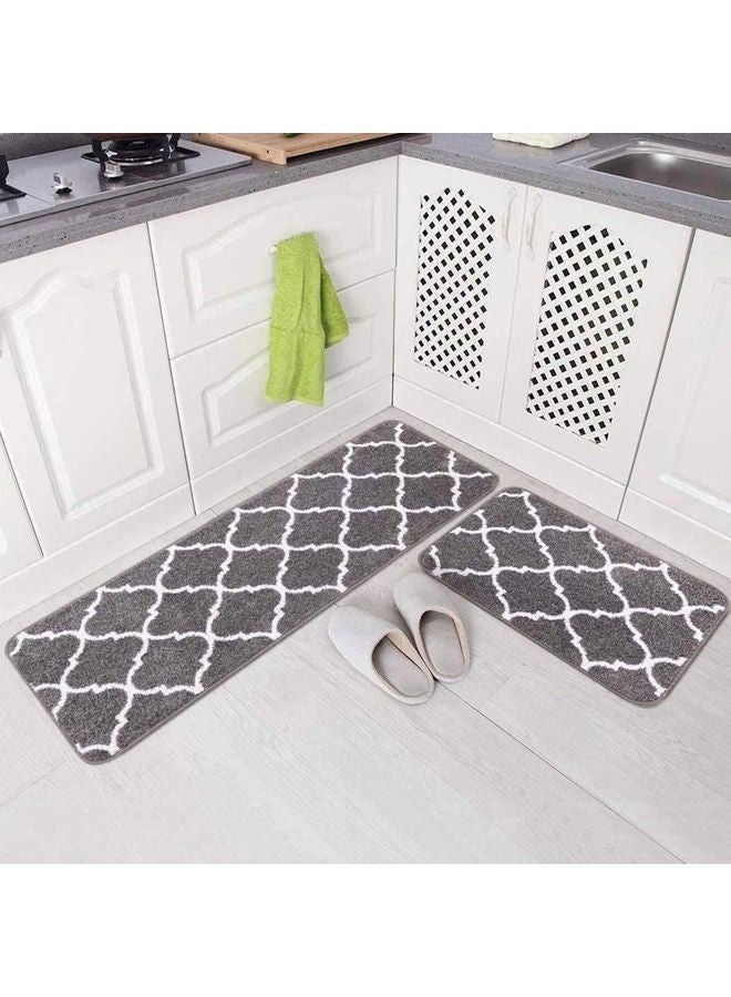 2-Piece Trellis Non-Slip Mat Set Grey/White - Image 2
