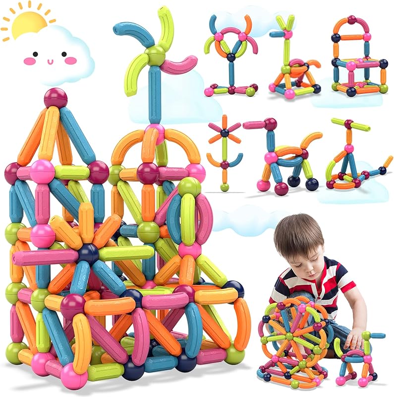Magnetic Balls and Rods Set,110 PCS Magnetic Building Sticks Blocks Toys,Magnetic Balls for Kids,Magnetic Sticks and Balls Building Set，Educational STEM Magnet Toys Gift for Boys Girls Age 3+
