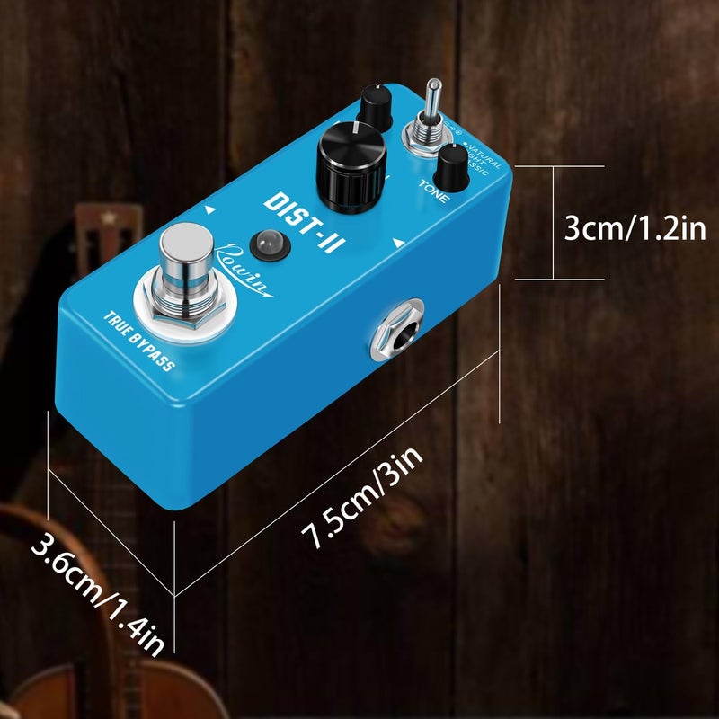 Rowin Distortion Guitar Effect Pedal Mini Analog Solo Distortion Pedal for Electric Guitar True Bypass DC 9V Blue LEF-301B - Image 5