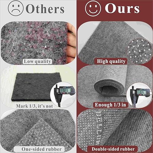 DELLUNA Non-Slip Area Rug Pad 2'x4', 1/3" Thick Dual Surface-Felt+Rubber. Premium Carpet Mat - Safe for All Floors and Finishes, Adds Comfort and Protection, Extra Strong Grip - Many Custom Sizes.… - Image 2