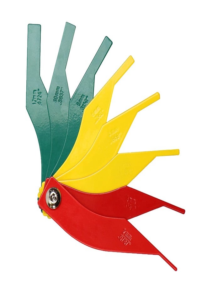 VKVXCLON Brake Lining Thickness Gauge, 8 Piece Steel Automotive Brake Pad Measuring Tool, Disc and Drum Brake Lining Gauge Set- Color Coded/SAE & Metric/Durable/Heavy Duty Brake Lining Measuring Tool - Image 1