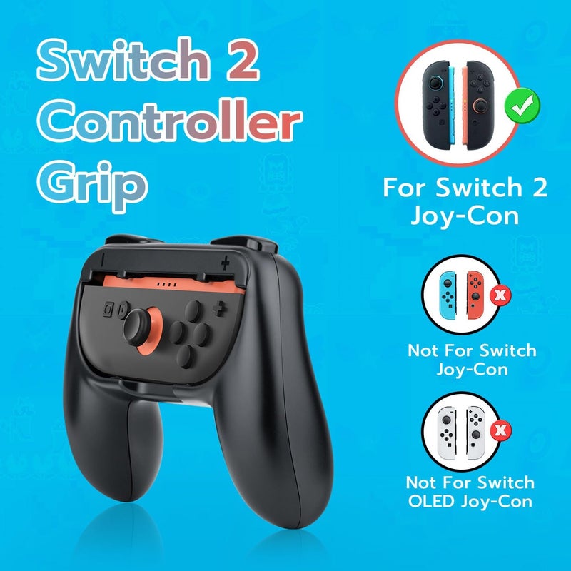 Mcbazel Controller Grips Compatible with Nintendo Switch 2 (2025), Ergonomic Anti-Slip Handle Grip Accessories for Switch 2 JoyCon, Black, 2 Pack (NOT for Switch 1) - Image 2