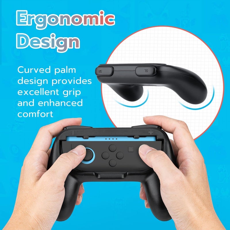 Mcbazel Controller Grips Compatible with Nintendo Switch 2 (2025), Ergonomic Anti-Slip Handle Grip Accessories for Switch 2 JoyCon, Black, 2 Pack (NOT for Switch 1) - Image 3