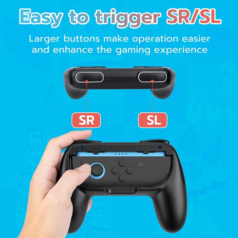 Mcbazel Controller Grips Compatible with Nintendo Switch 2 (2025), Ergonomic Anti-Slip Handle Grip Accessories for Switch 2 JoyCon, Black, 2 Pack (NOT for Switch 1) - Image 5