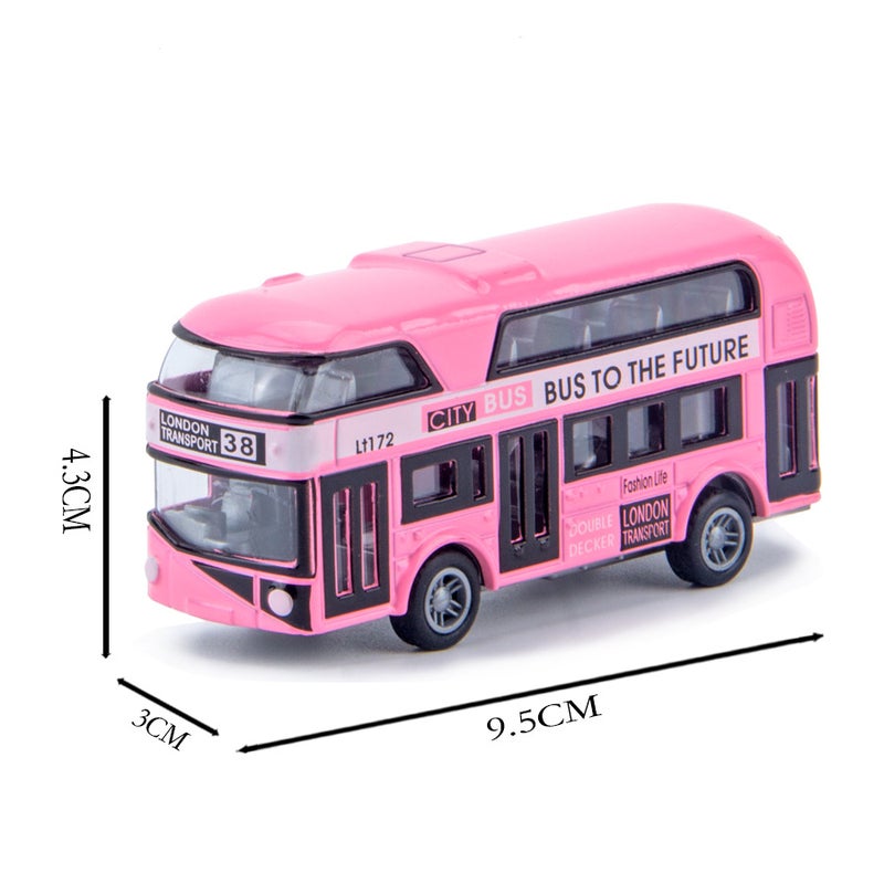 1:43 Scale Alloy Double-Decker Bus Model Toy Pink 