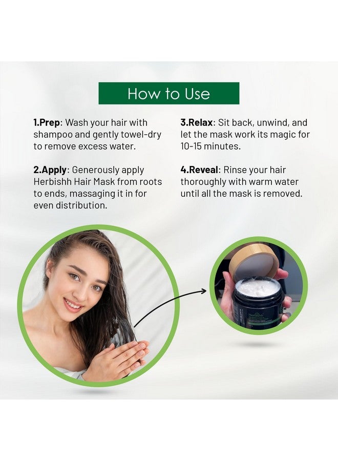 Herbishh Argan Hair Mask-Deep Conditioning & Hydration For Healthier Looking Hair for very Dry, Weak, Stressed Out Hair, No Sulphates, No Parabens - Image 4