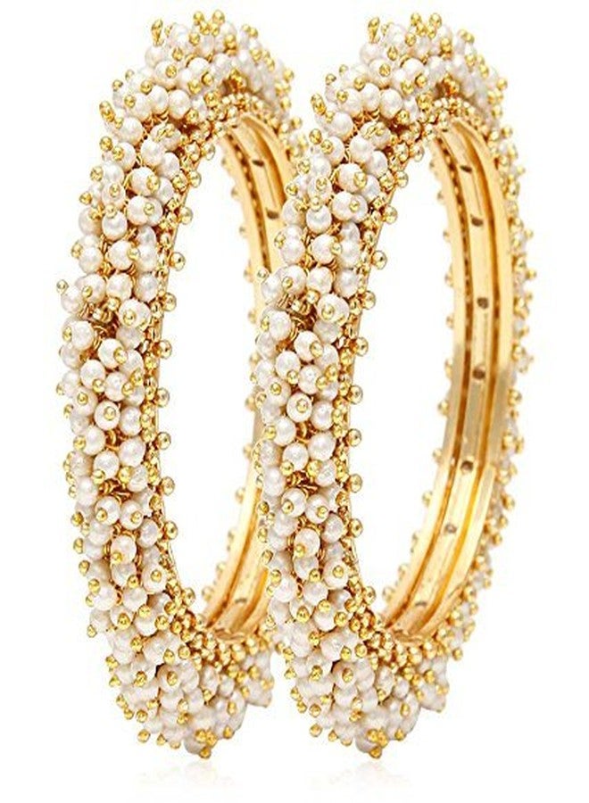 Shining Diva Gold Plated Traditional Pearl Bangles for Women (8300b_2.6) - Image 1