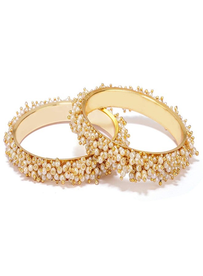 Shining Diva Gold Plated Traditional Pearl Bangles for Women (8300b_2.6) - Image 4