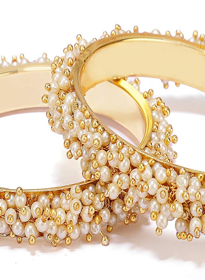 Shining Diva Gold Plated Traditional Pearl Bangles for Women (8300b_2.6) - Image 3