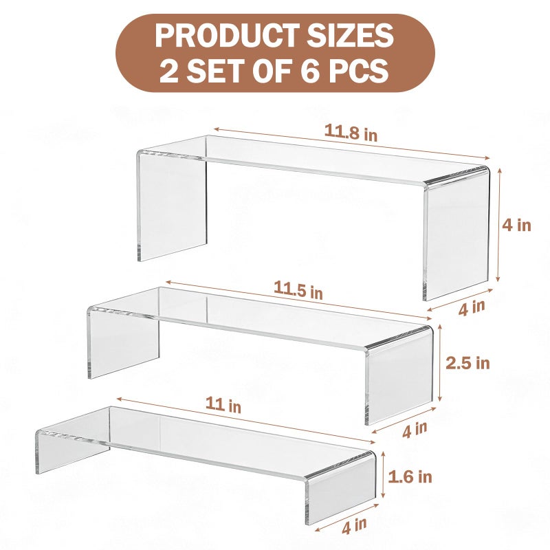 Mineloff Lagre Acrylic Risers Display Stand - 3 Tier Clear Perfume Shelf Organizer, Cupcake Stand Holder, Tiered Dessert Display Table Set, Buffet Food Risers for Party and Event,Showcase Figurine, Collectible - Image 2