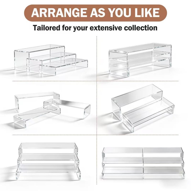 Mineloff Lagre Acrylic Risers Display Stand - 3 Tier Clear Perfume Shelf Organizer, Cupcake Stand Holder, Tiered Dessert Display Table Set, Buffet Food Risers for Party and Event,Showcase Figurine, Collectible - Image 4