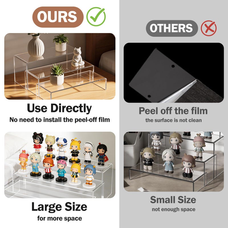 Mineloff Lagre Acrylic Risers Display Stand - 3 Tier Clear Perfume Shelf Organizer, Cupcake Stand Holder, Tiered Dessert Display Table Set, Buffet Food Risers for Party and Event,Showcase Figurine, Collectible - Image 5