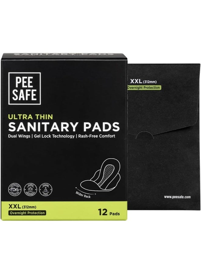 بيساف فوط صحية بي سيف الترا رفيعة للغاية للنساء | 12 فوطة لفترات شهرية خالية من الطفح الجلدي | فوط صحية قطنية ناعمة لراحة فائقة | أجنحة مزدوجة | خالية من السموم | طويلة للغاية | بدون رائحة  - Image 1