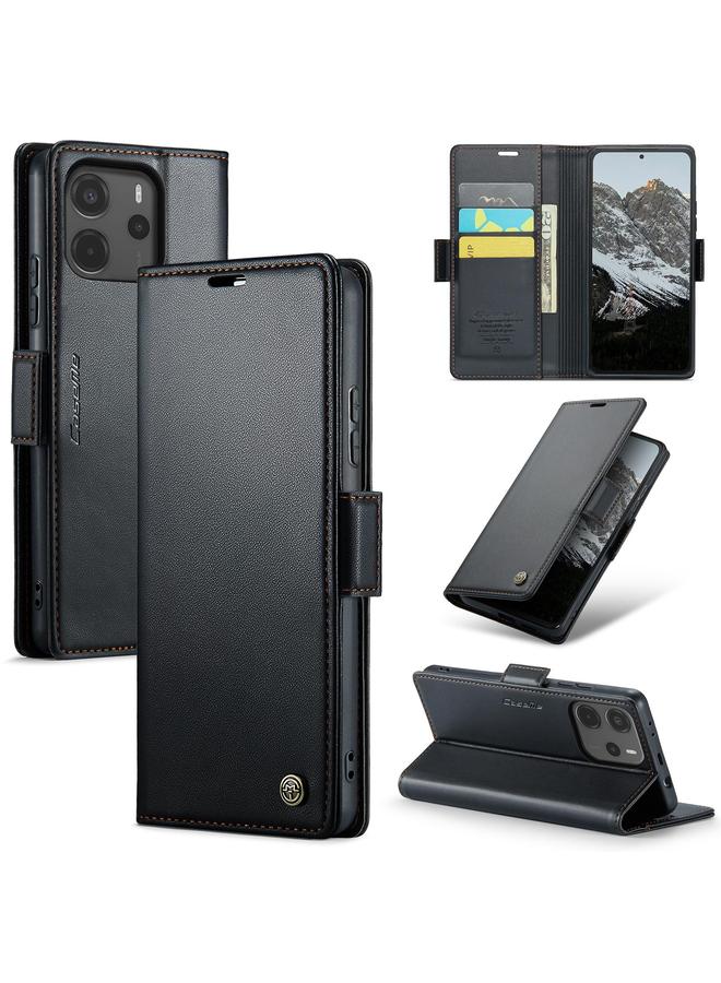 Case For Redmi Note 14 4G 164.84mm 023 Butterfly Buckle Litchi Texture RFID Anti-theft Leather Phone Case