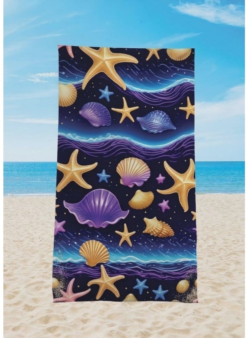 Large Beach Towel (140*70cm) Absorption Material, Various Designs (Shells) - Image 1
