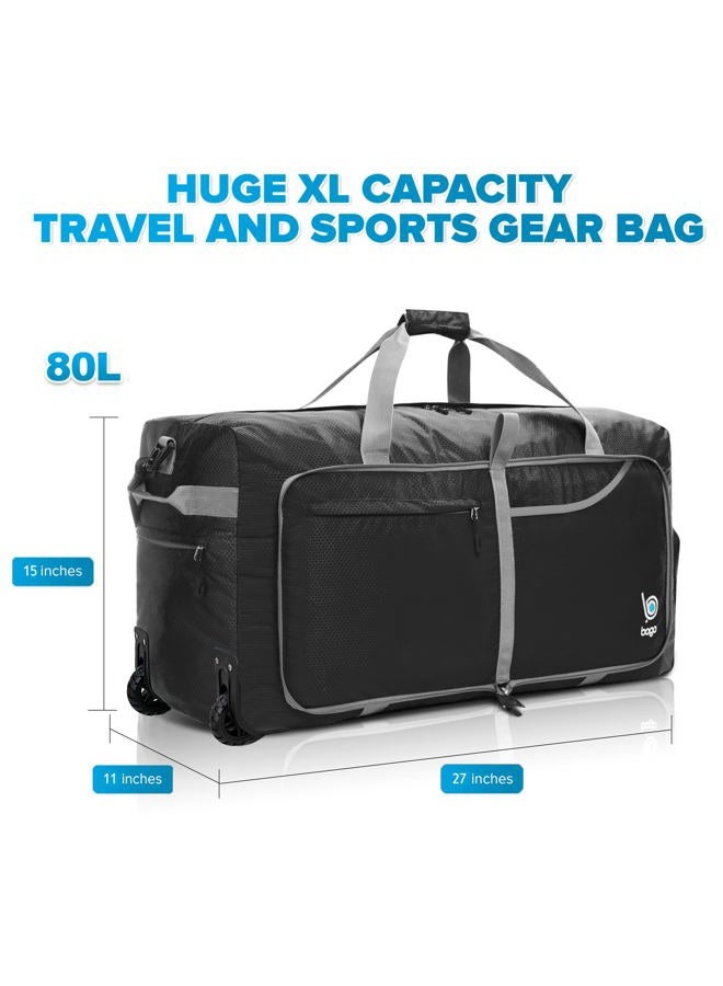 bago Rolling Duffle Bag with Wheels - 27" 30" 31" 80L,100L,120L Foldable Weekender Bag, Waterproof Travel Duffel Bag, Heavy Duty lightweight Duffle Bag for Traveling, Rolling Duffel Bag with Wheels - Image 3