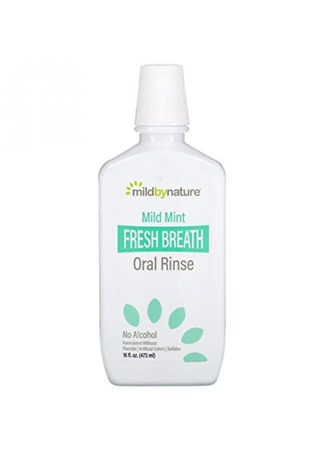mild by Nature Mild Mint Fresh Breath Oral Rinse Peppermint Minerals Castor Oil AlcoholFree Mild Mint Flavor 16 fl oz 473 ml  - Image 1