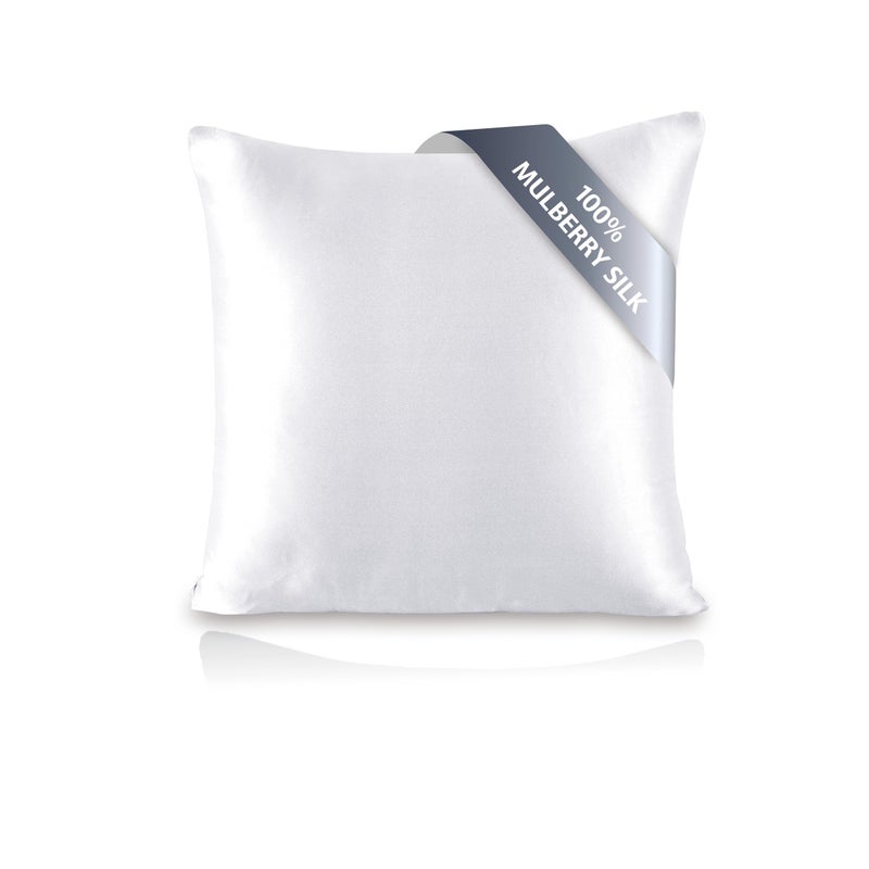 townssilk Both Side 100 19mm Silk Pillowcase 80x80cm Pillow Case Cushion Cover with Hidden Zipper White