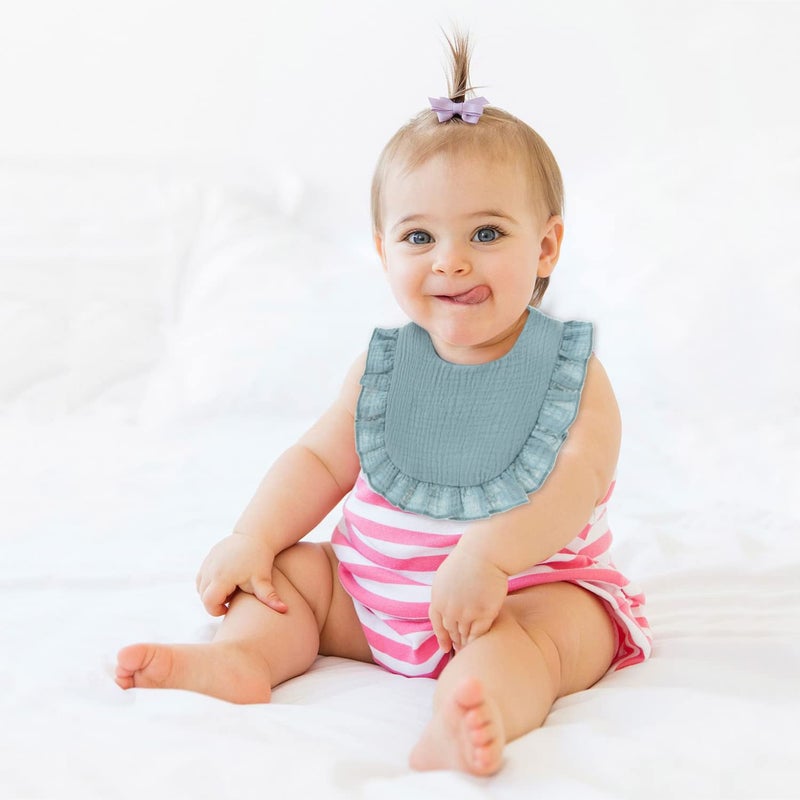 MUSBUY Baby Bibs Teeth Drool Drooling Teething Bibs 4-Layer Organic Muslin Absorbent Soft Breathable Lap-shoulder for Girls Boys - Image 2