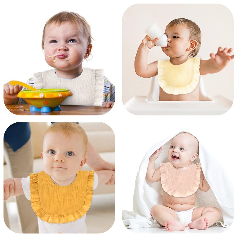 MUSBUY Baby Bibs Teeth Drool Drooling Teething Bibs 4-Layer Organic Muslin Absorbent Soft Breathable Lap-shoulder for Girls Boys - Image 5