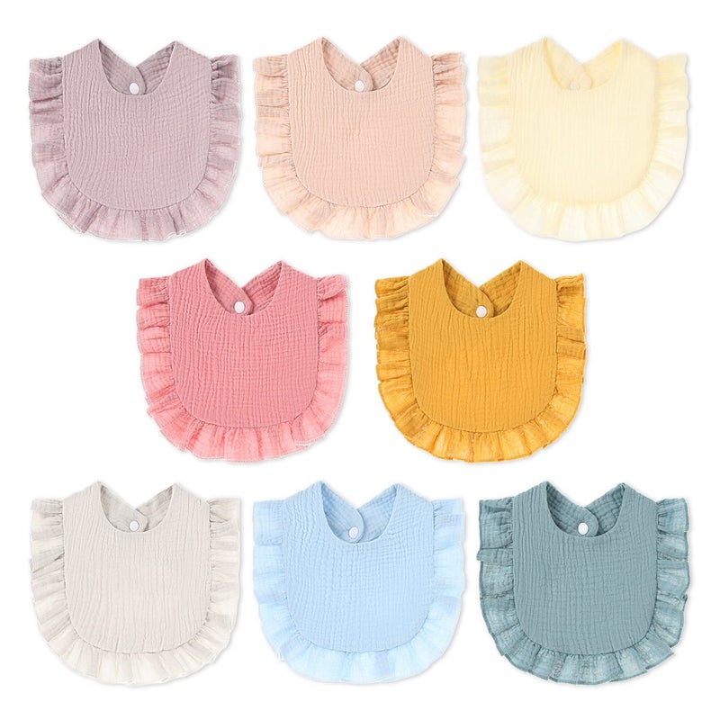 MUSBUY Baby Bibs Teeth Drool Drooling Teething Bibs 4-Layer Organic Muslin Absorbent Soft Breathable Lap-shoulder for Girls Boys - Image 1