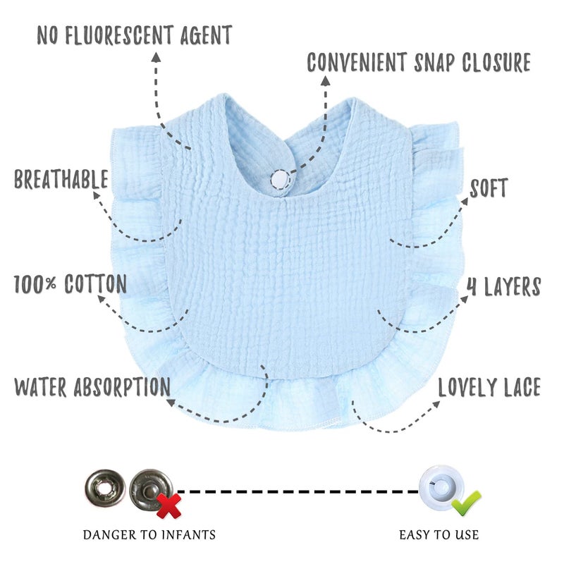 MUSBUY Baby Bibs Teeth Drool Drooling Teething Bibs 4-Layer Organic Muslin Absorbent Soft Breathable Lap-shoulder for Girls Boys - Image 4