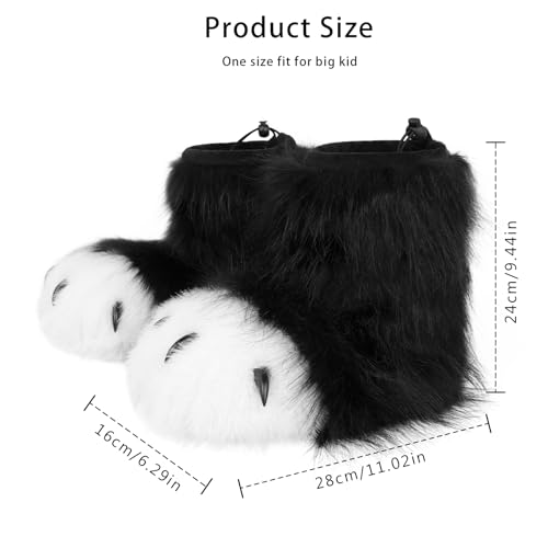 hbbhml Furry Faux Fur Shoes Animal Cat Fox Fursuit Feet Paw Slippers Plush Fluffy Warm Claw Boots Costume Accessories - Image 5