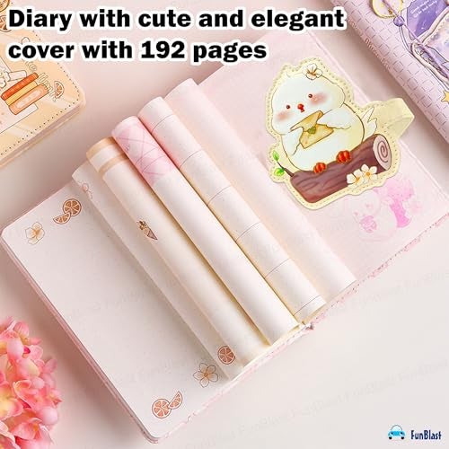 FunBlast Aesthetic Diary for Girls – Cuddly Cuties A5 Kawaii Journal Notebook | 192-Page Stylish Diary for School, Home, Office & Travel (Beige) - Image 2