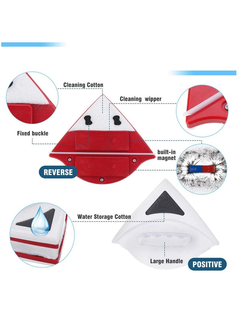 SOLARAE Double-Sided Magnetic Window Cleaner with Anti-Fall Rope - Efficient and Safe Window Cleaning Tool, Red - Image 4