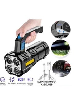 XiuWoo LED Flashlight USB Rechargeable High Lumens Tactical Light with Sidelight 4X LED Zoomable Handheld Super Brightest Flashlights Portable Torch for Outdoor Camping Emergency Lantern  - Image 3