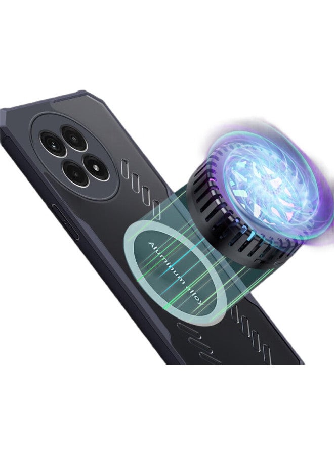 Freeson Heat Dissipation Phone Case For Oneplus Ace5/5 Pro, Full Lens Protection, Shockproof, Anti-Collision Corners, Simple Transparent Design, Metal Magnetic Compatible With Cooling Fans, Black - Image 2