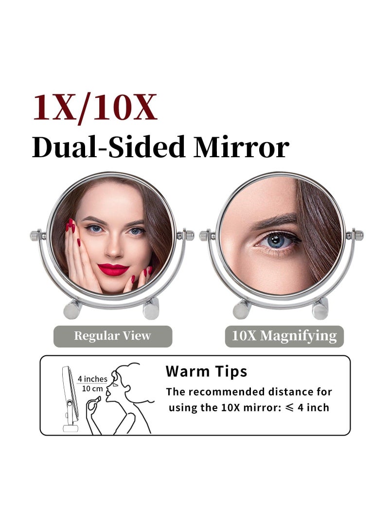 Captaintech 1x/10x Magnifying Makeup Mirror,6 Inch Double Sided Travel Mirror for Tabel top, 360° Rotation Vanity Mirror- Ideal for Makeup Shaving - Image 2