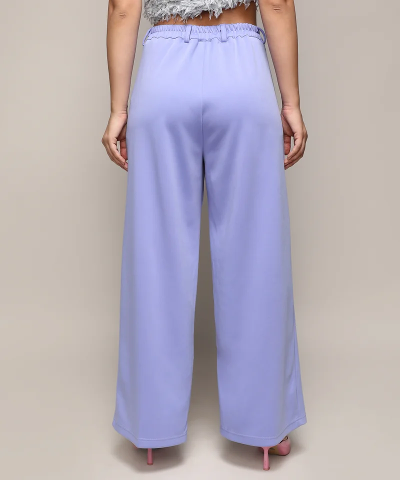 Campus Sutra Women's Lilac Straight Fit Tailored Trousers