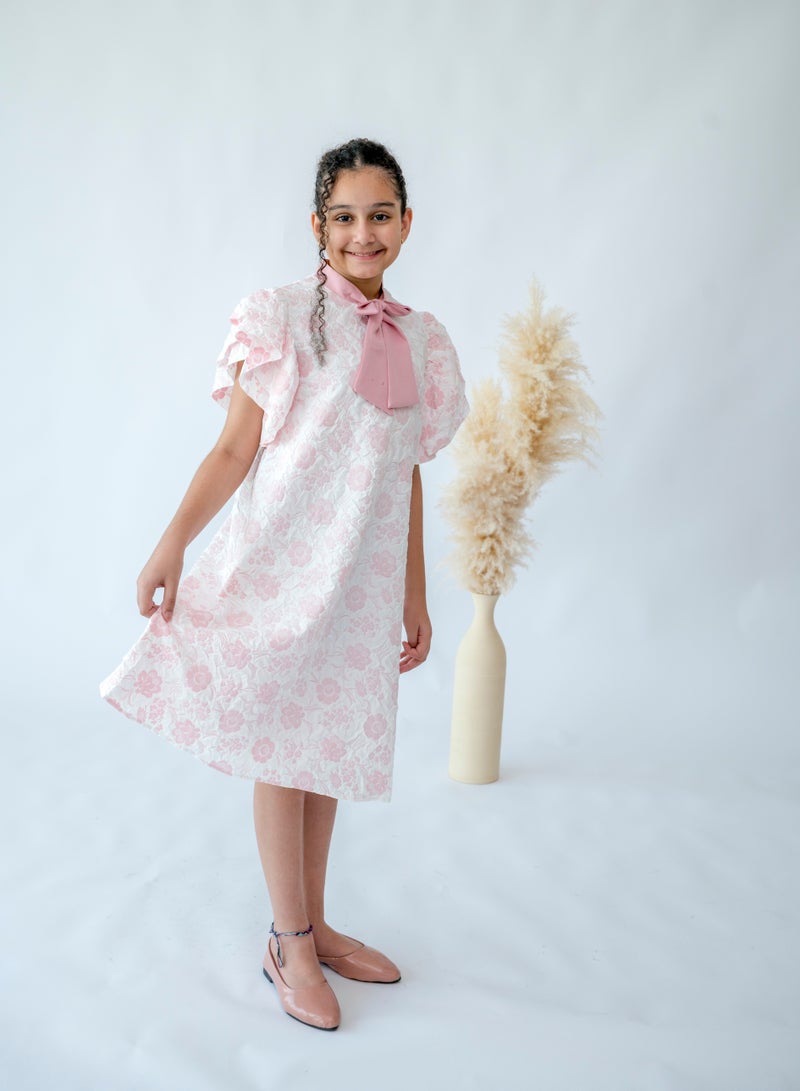 لالينا فستان زهري بفيونكة زهر - Image 3