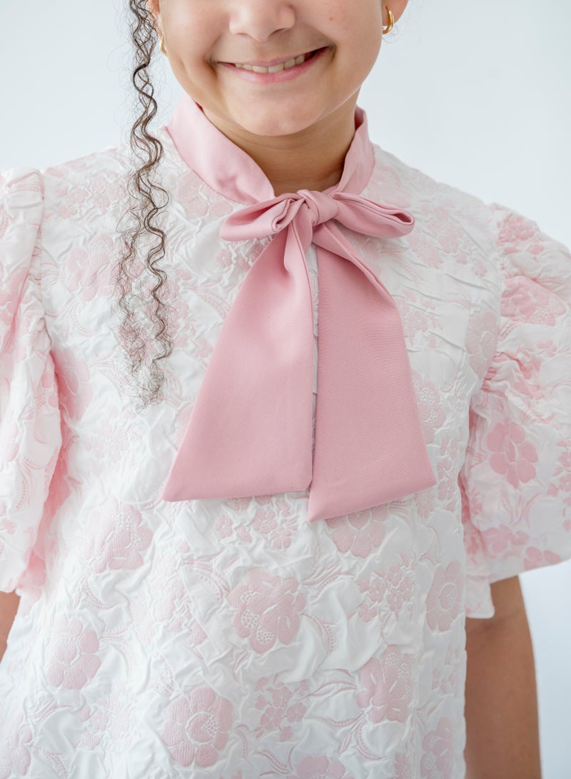 لالينا فستان زهري بفيونكة زهر - Image 4