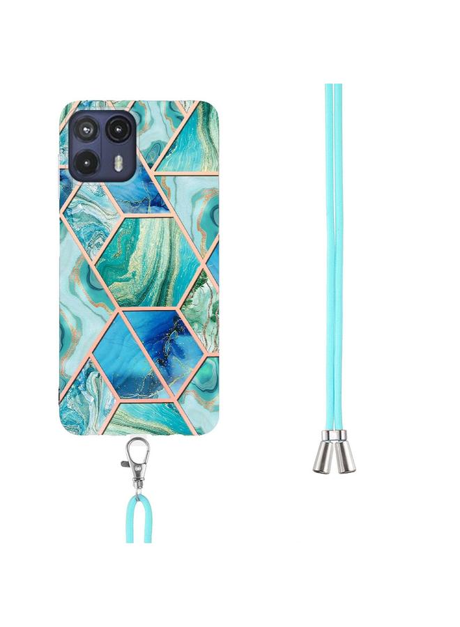 S-TOP Case For Motorola Moto G50 5G Electroplating Splicing Marble TPU Phone Case with Lanyard - Image 3