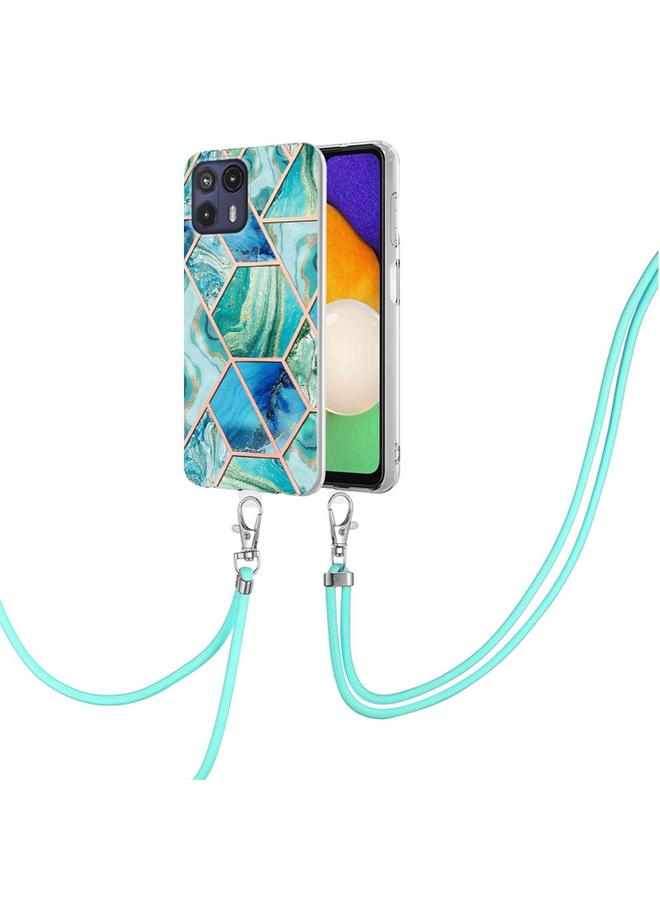 S-TOP Case For Motorola Moto G50 5G Electroplating Splicing Marble TPU Phone Case with Lanyard - Image 2