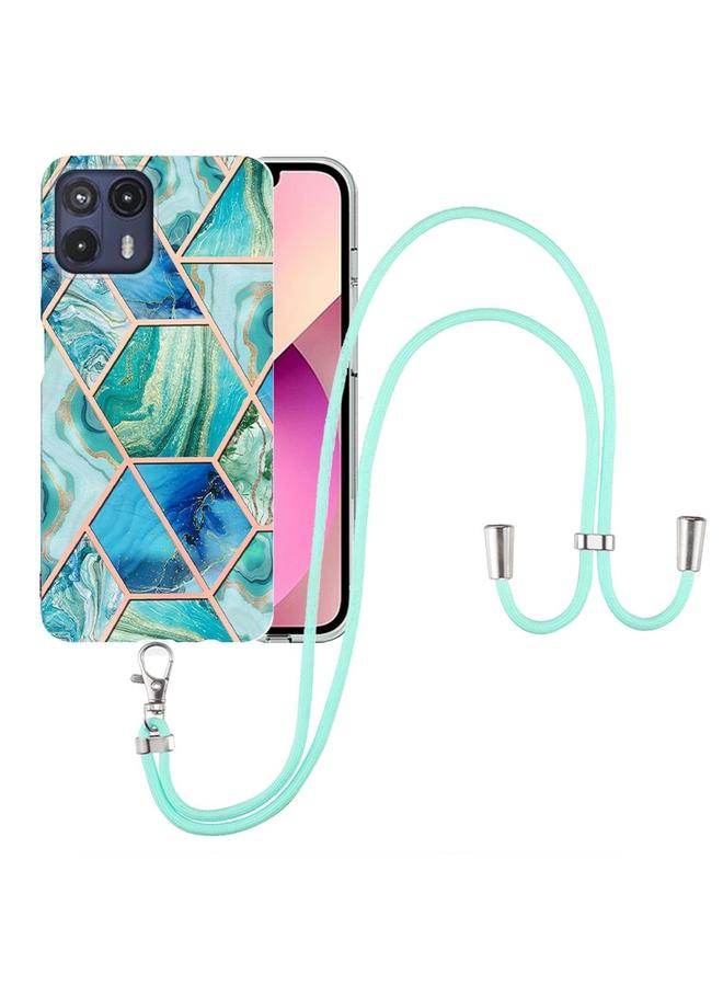 S-TOP Case For Motorola Moto G50 5G Electroplating Splicing Marble TPU Phone Case with Lanyard - Image 1