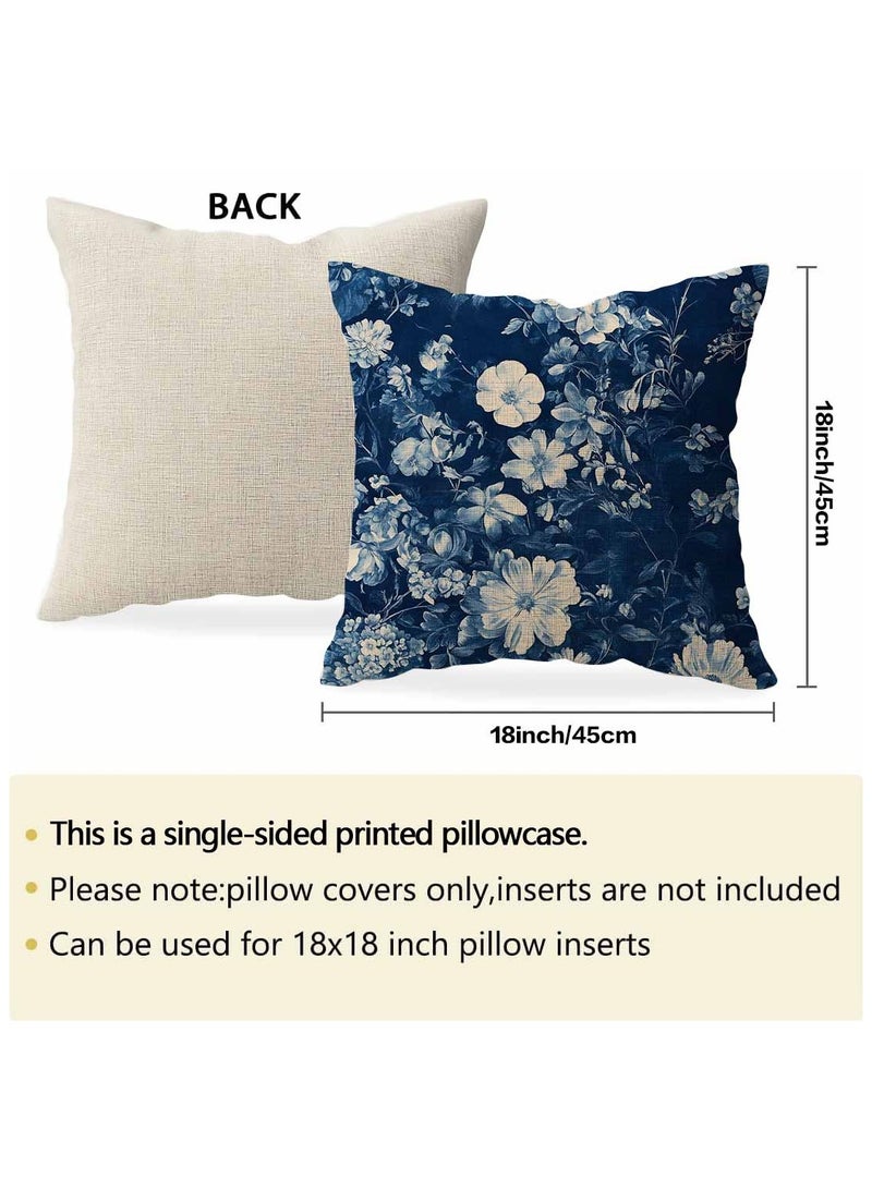 عام مجموعة من 4 قمصان مناديل بتصميم زهري، مصنوعة من الكتان، قمصان مناديل رفرفة للغرفة المعيشية أو على الأريكة. - Image 3